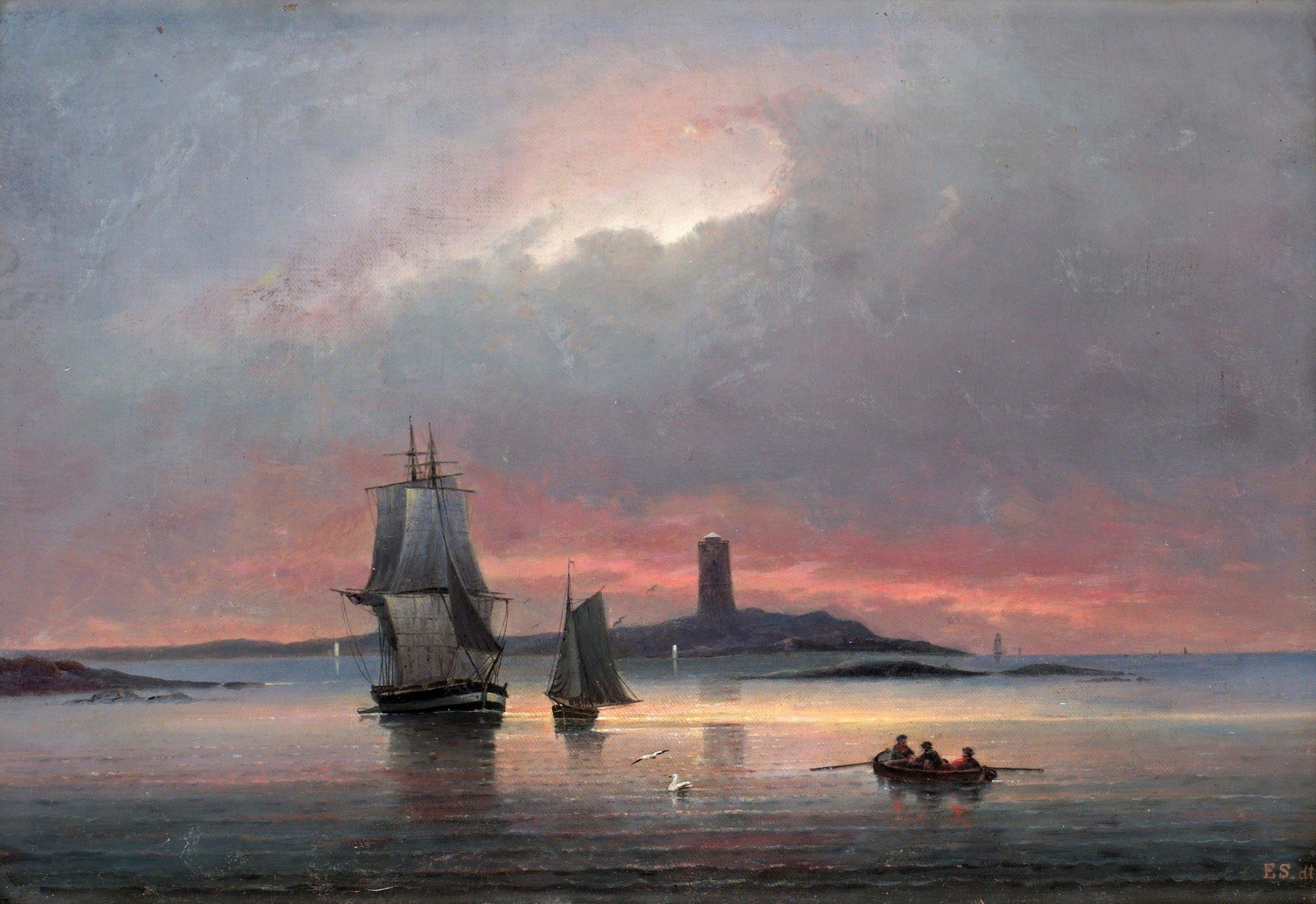 Elias Sehlstedt - Sandhamn, kvällsutsikt från Tullhuset