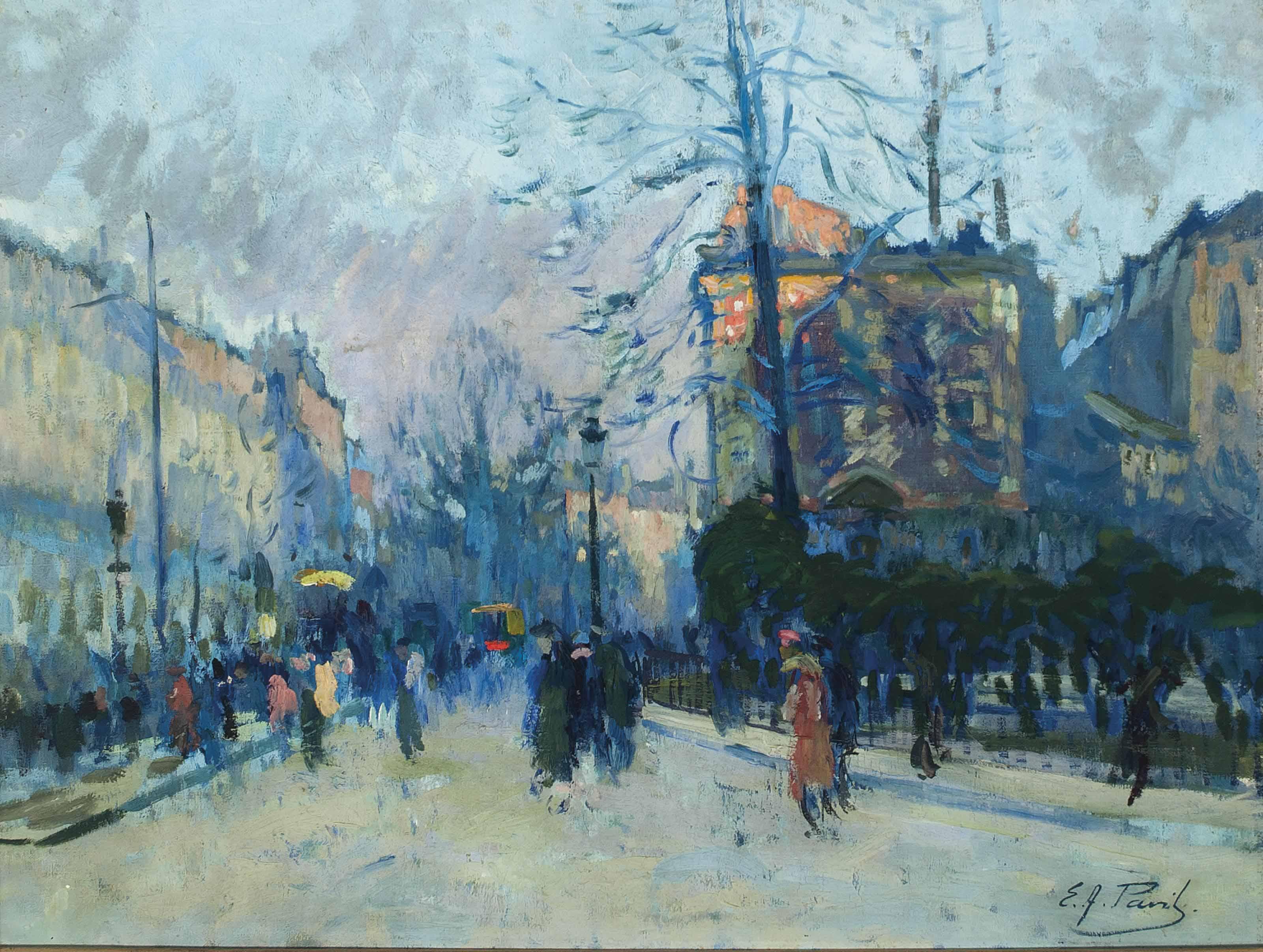 Elie-Anatole Pavil - A Parisian Boulevard At Dusk