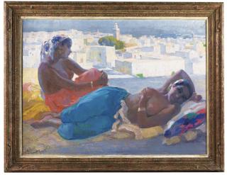 Elie-Anatole Pavil - Rêverie Sur Une Terrasse À Rabatelie-Anatole Pavil ; Daydreaming On A Terrace In Rabat ; Signed And Located Lower Left Rabat ; Oil On Canvas, In Its Original Frame
