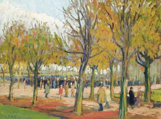 Elie Anatole Pavil - Strolling In A Parisian Park