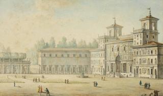Elie-Honore Montagny - Vue de la villa Médicis à Rome