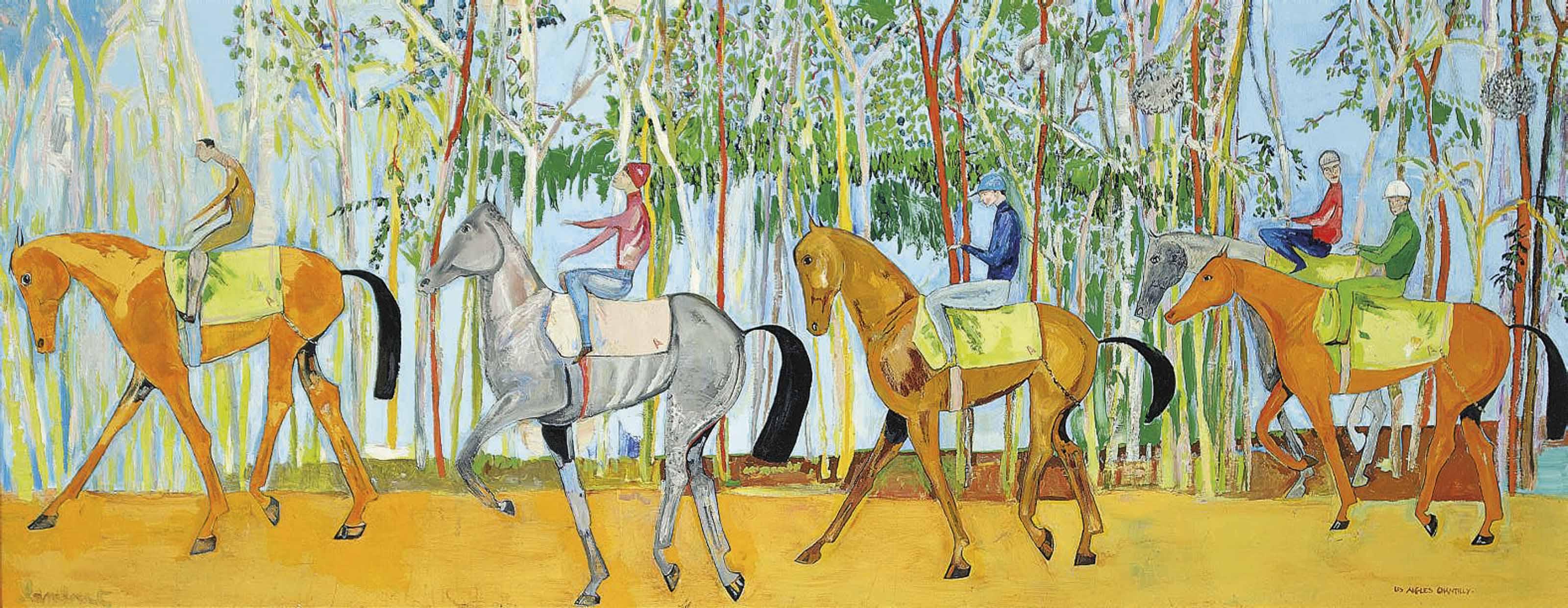 Elie Lambert - Prince Khalid Abdullah\'s horses going down to the start, Les Aigles, Chantilly