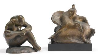 Elie Nadelman - Circus Horse And Rider And Seated Woman As Spinario:  Two Bronzes