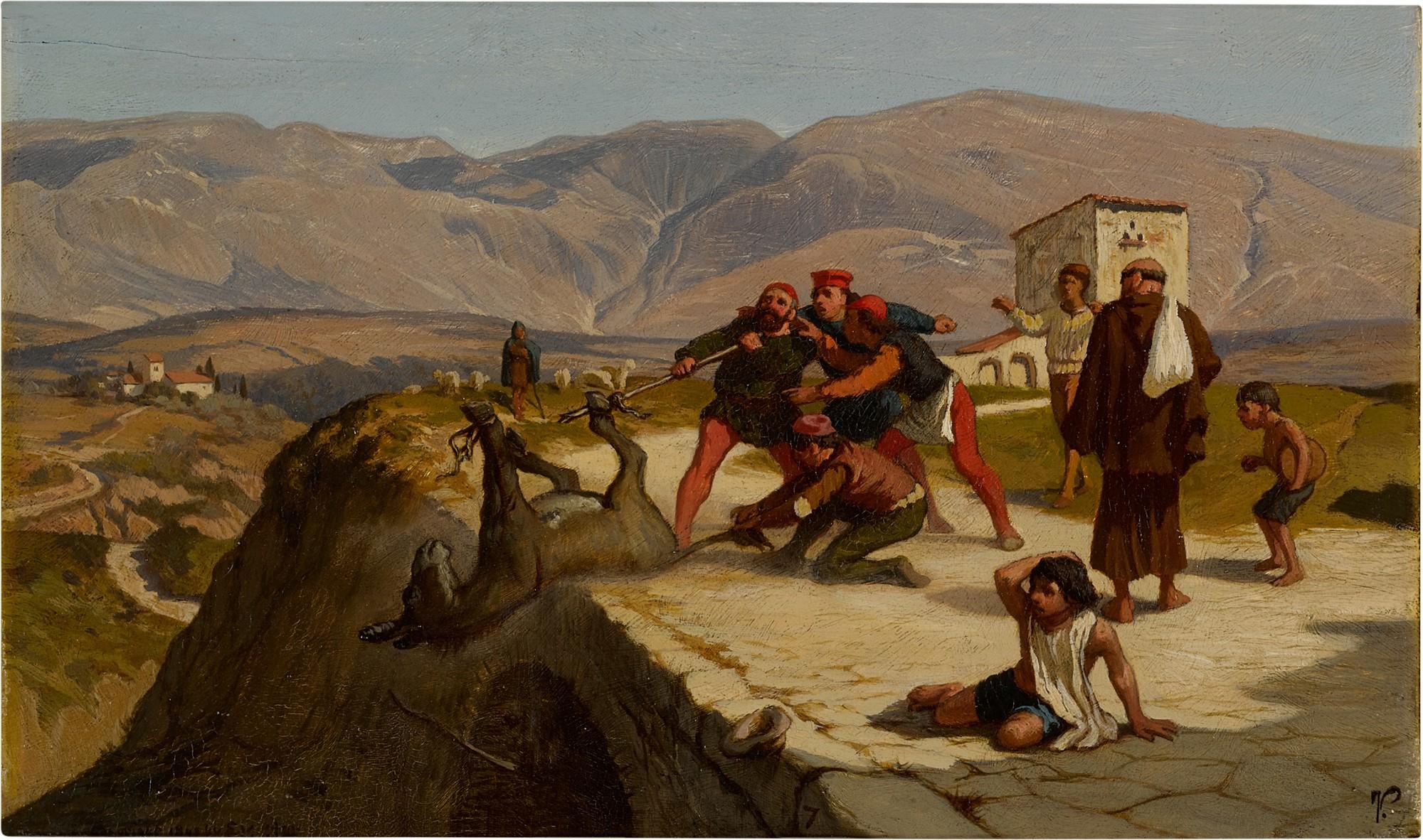 Elihu Vedder - The Fable of the Miller, His Son and the Donkey: a Set of Nine Paintings