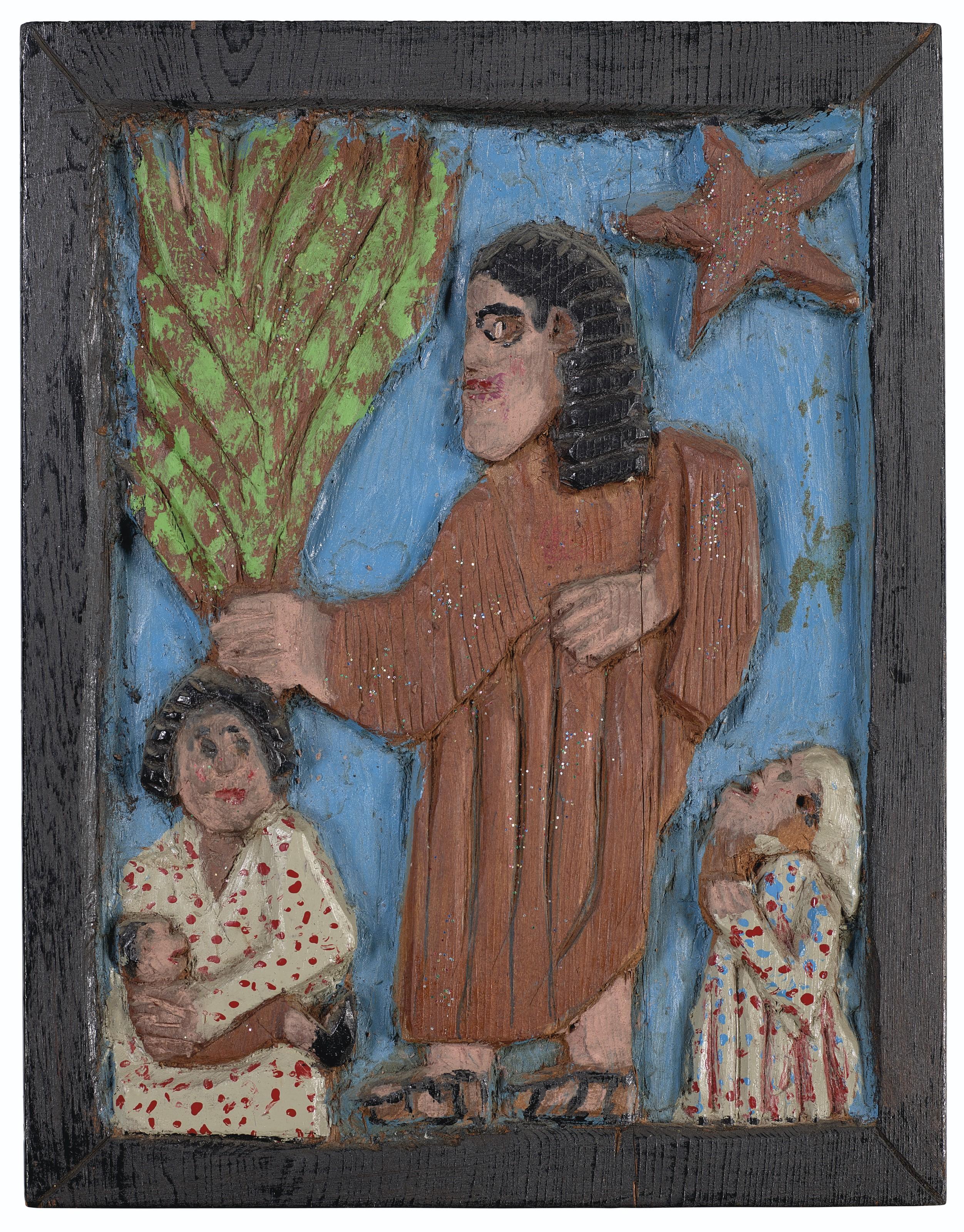 Elijah Pierce - Moses and the Burning Bush, 1980