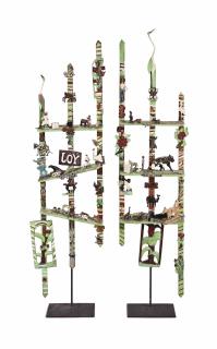 Elijah Pierce - Pair Of Totems: \