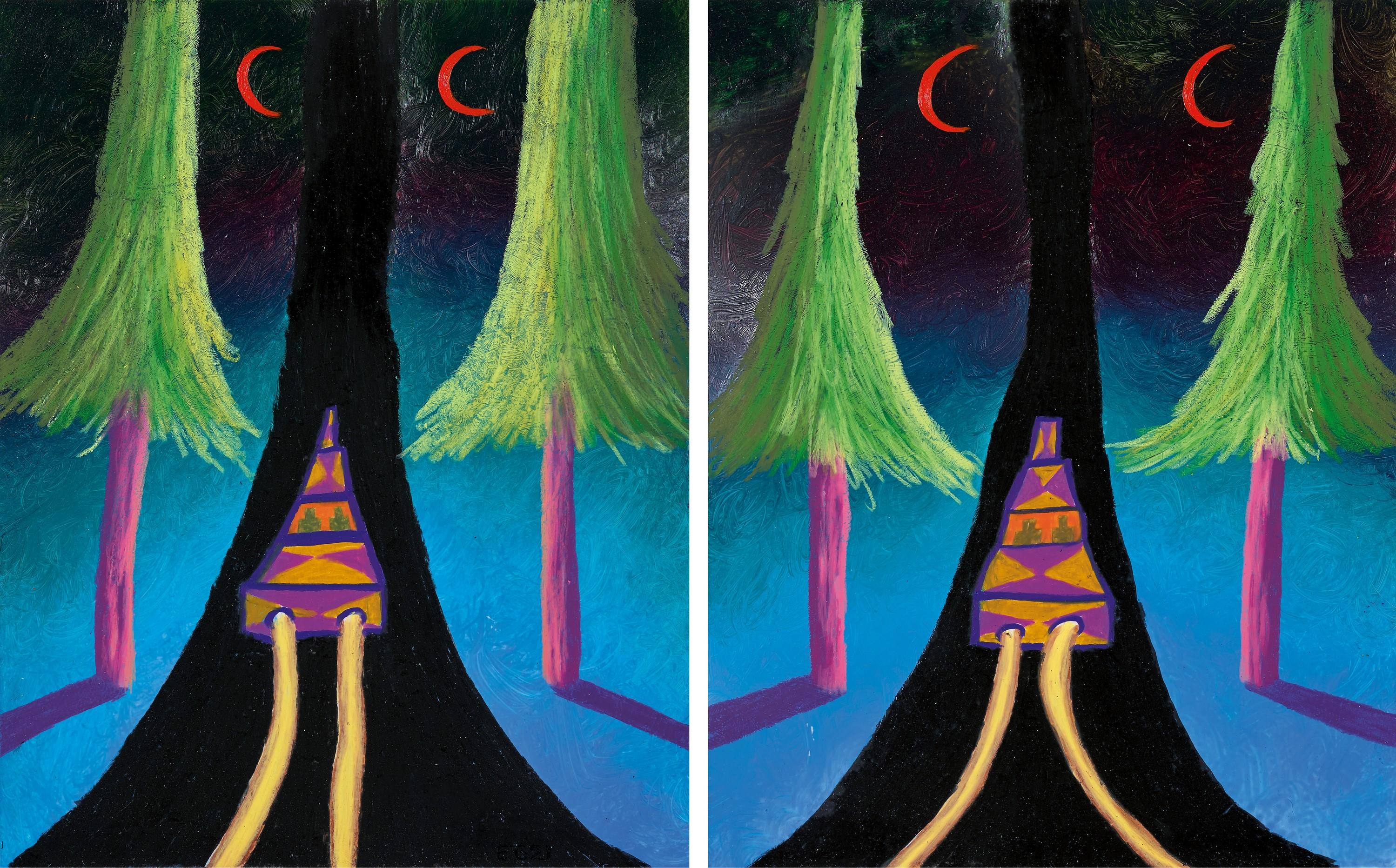 Eliot Greenwald - Night Car (Vague Distinction 12, Diptych)(Painted In 2021)