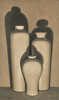 Eliot Hodgkin - Three Ming Vases By Lamplight