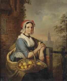Elisabeth Alida Haanen - A woman carrying a basket of fruit