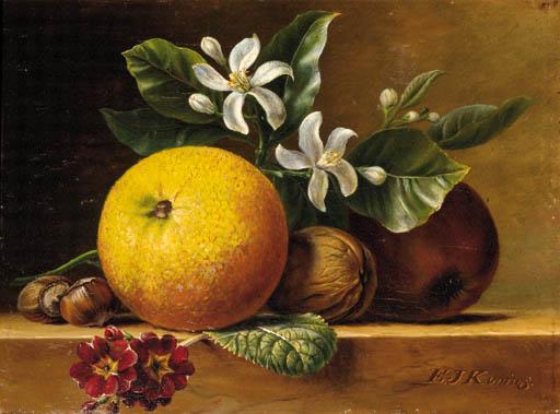 Elisabeth Johanna Koning - A still life with an orange