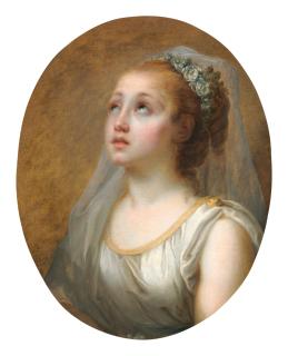 Elisabeth-Louise Vigée Le Brun - Young Girl In Antique Costume With Her Head Veiled And Crowned With White Sweetbriar Blossoms