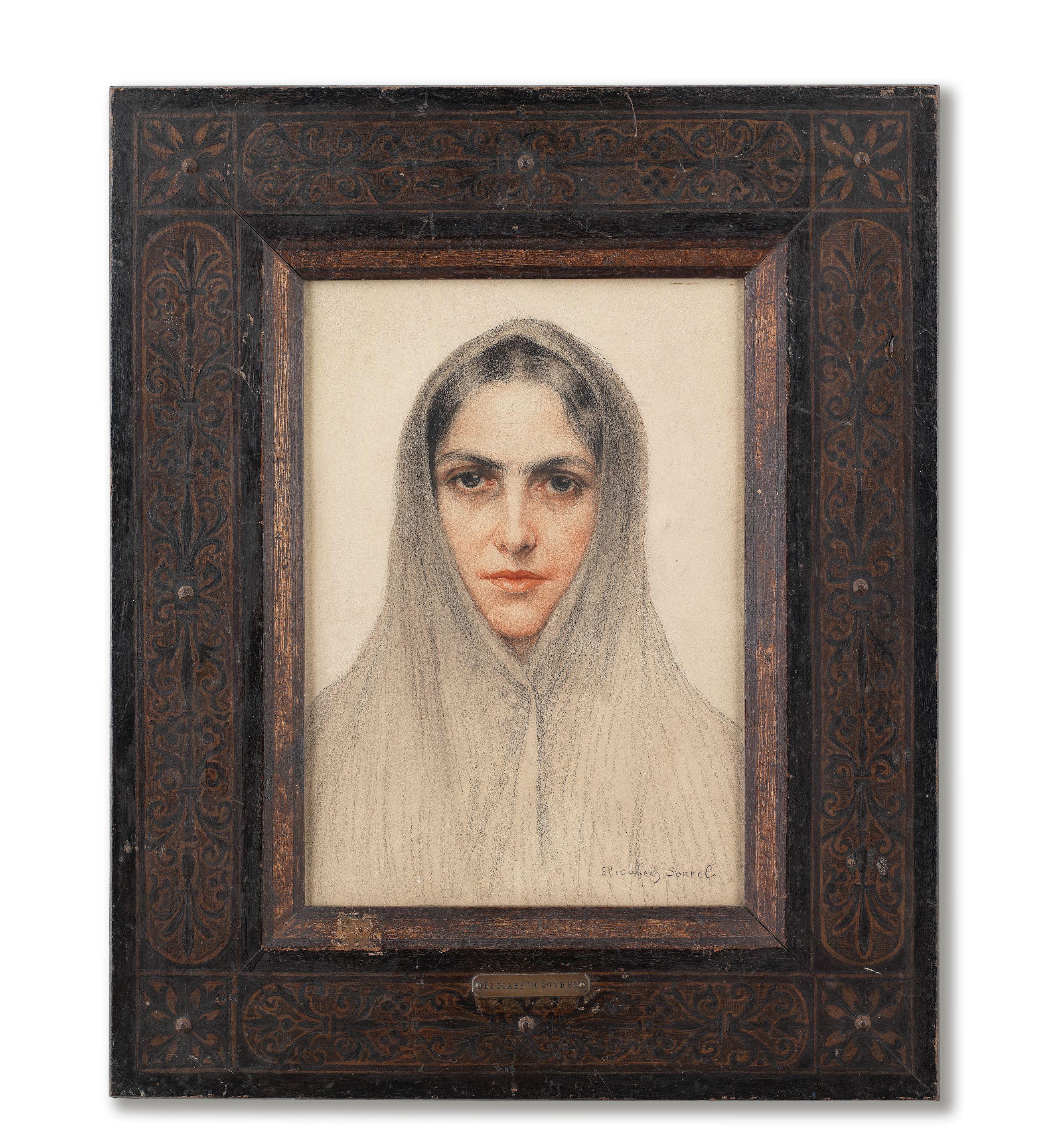 Élisabeth Sonrel - A portrait of a hooded lady