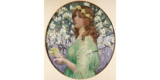 Élisabeth Sonrel - Portrait of a Girl Amid Cherry Blossoms