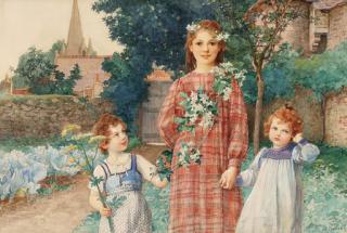 Elisabeth Sonrel - Three sisters in a walled garden