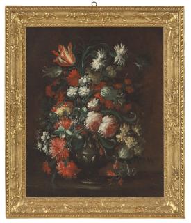Elisabetta Marchioni - Roses, Tulips, Carnations And Other Flowers In A Vase On A Table
