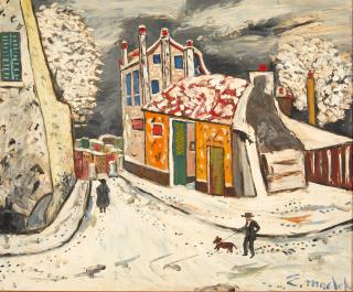 Elisée Maclet - Street in Winter 18 1/4 x 21 3/4 in. (46.4 x 55.2 cm) framed 25 3/4 x 29 1/4 x 2 1/2 in.