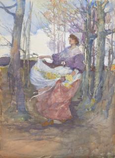 Elizabeth Adela Stanhope Forbes, A.R.W.S. - An apron full of flowers