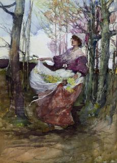 Elizabeth Adela Stanhope Forbes, A.R.W.S. - An apron full of flowers