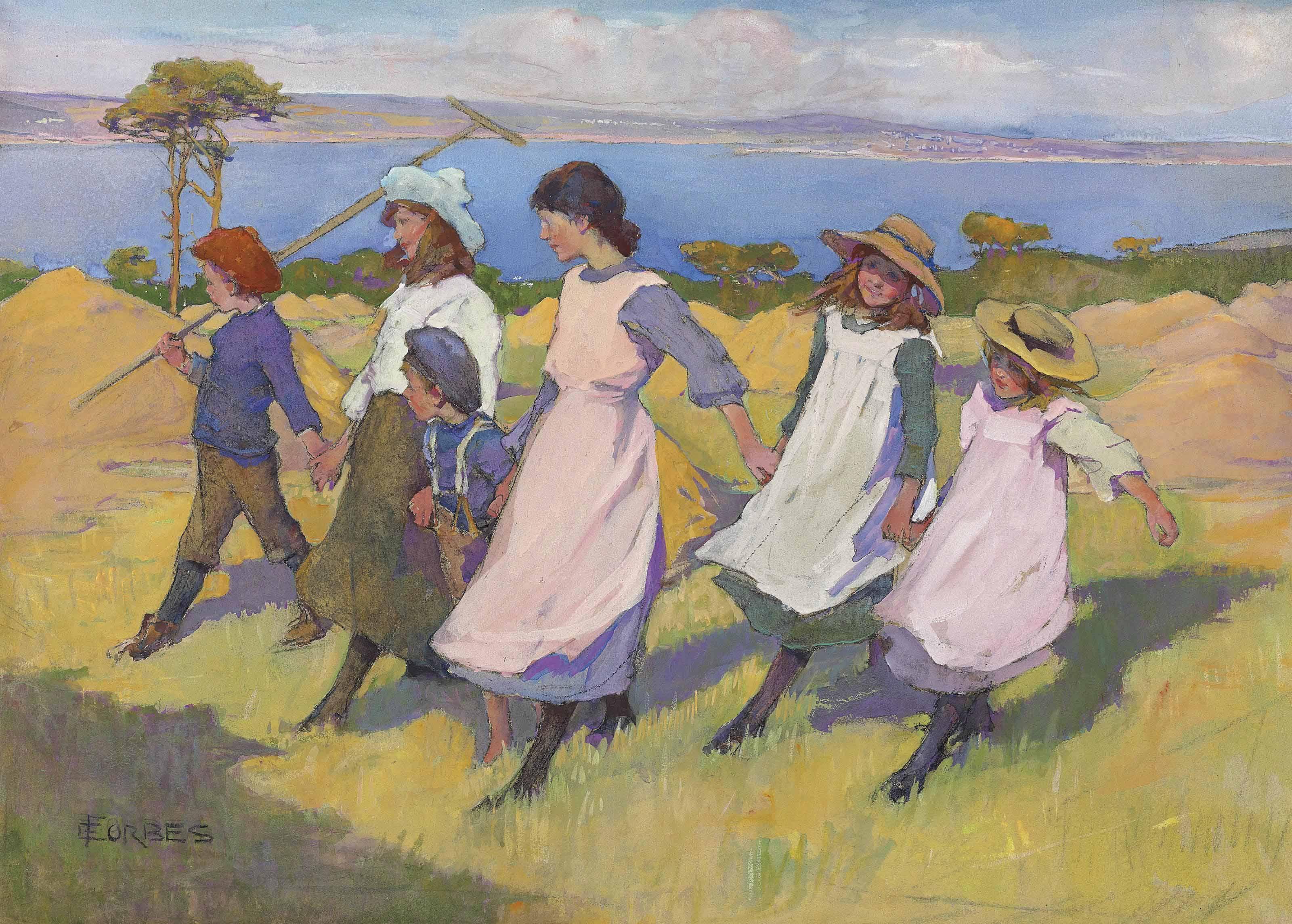 Elizabeth Adela Stanhope Forbes, A.R.W.S. - Here we are gathering nuts in May
