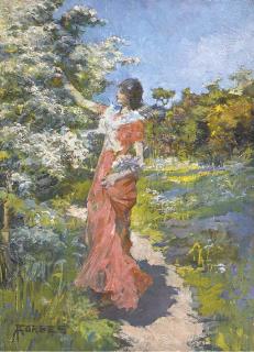Elizabeth Adela Stanhope Forbes, A.R.W.S. - Picking blossom