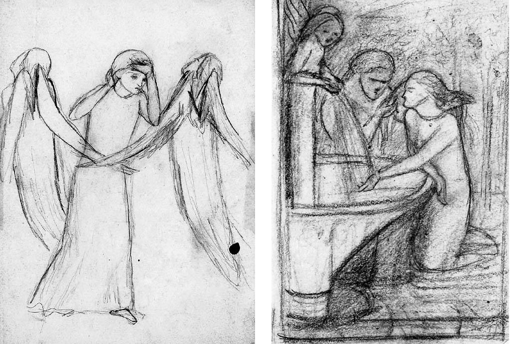 Elizabeth Eleanor Siddal - Study for The Ladies\' Lament from the ballad of \'Sir Patrick Spens\'; and two studies for La Belle Dame sans merci (illustrated)