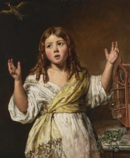 Elizabeth Emma Soyer - The escape: a young girl with a bird cage