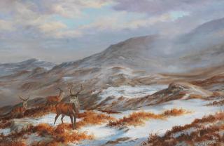 Elizabeth Halstead - High Tops & Deer in a Glen 39 x 60cm (15 3/8 x 23 5/8in) & 28 x 38cm (11 x 14 15/16in) (2)
