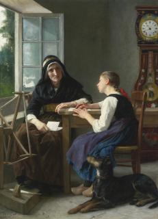Elizabeth Jane Gardner Bouguereau - American La Réponse Au Petit-Fils