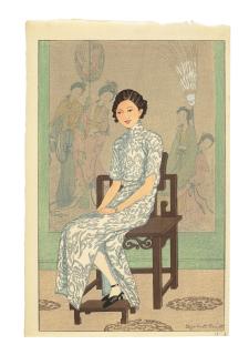 Elizabeth Keith - a seated Chinese beauty in a Mandarin gown