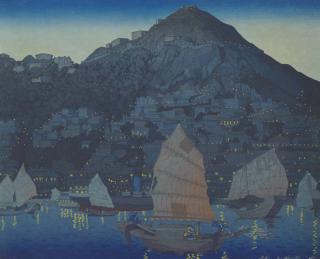 Elizabeth Keith - Hong Kong Harbour at night; and East Gate Seoul