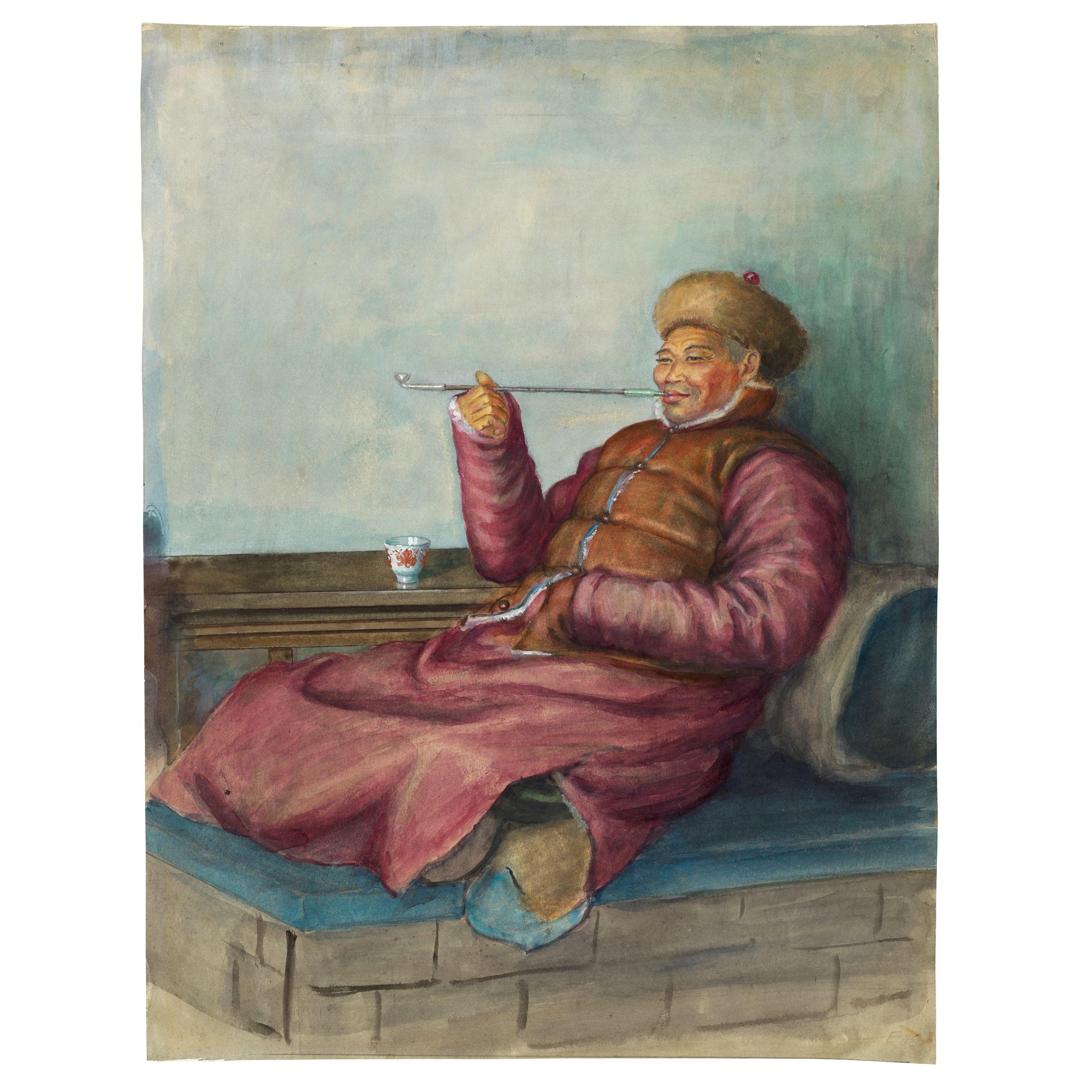 Elizabeth Keith - Man Smoking a Pipe