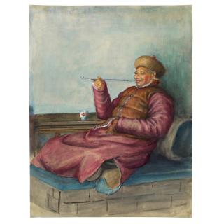 Elizabeth Keith - Man Smoking a Pipe