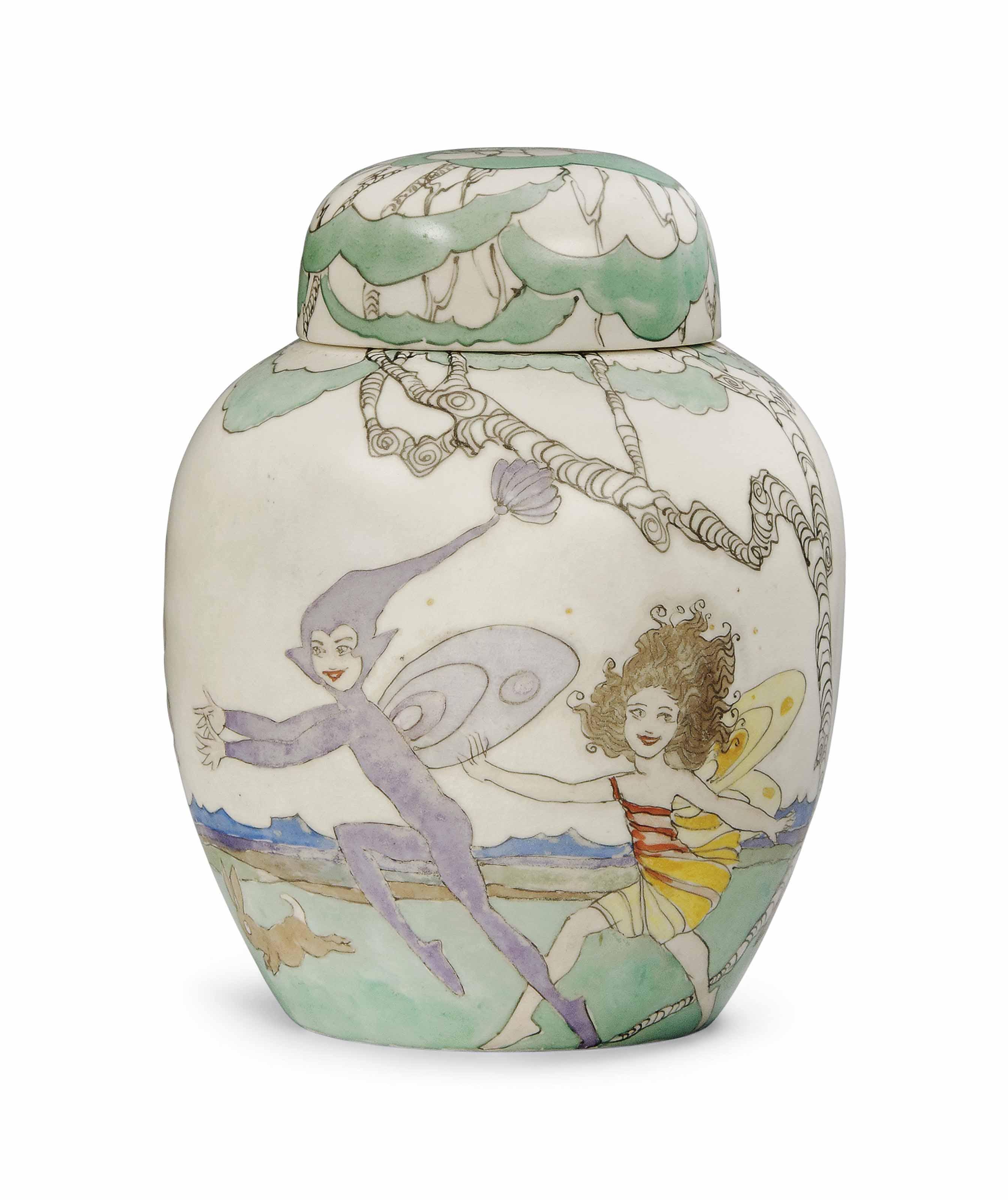 Elizabeth Mary Watt, G.S.W.A. - A hand-painted ginger jar and cover