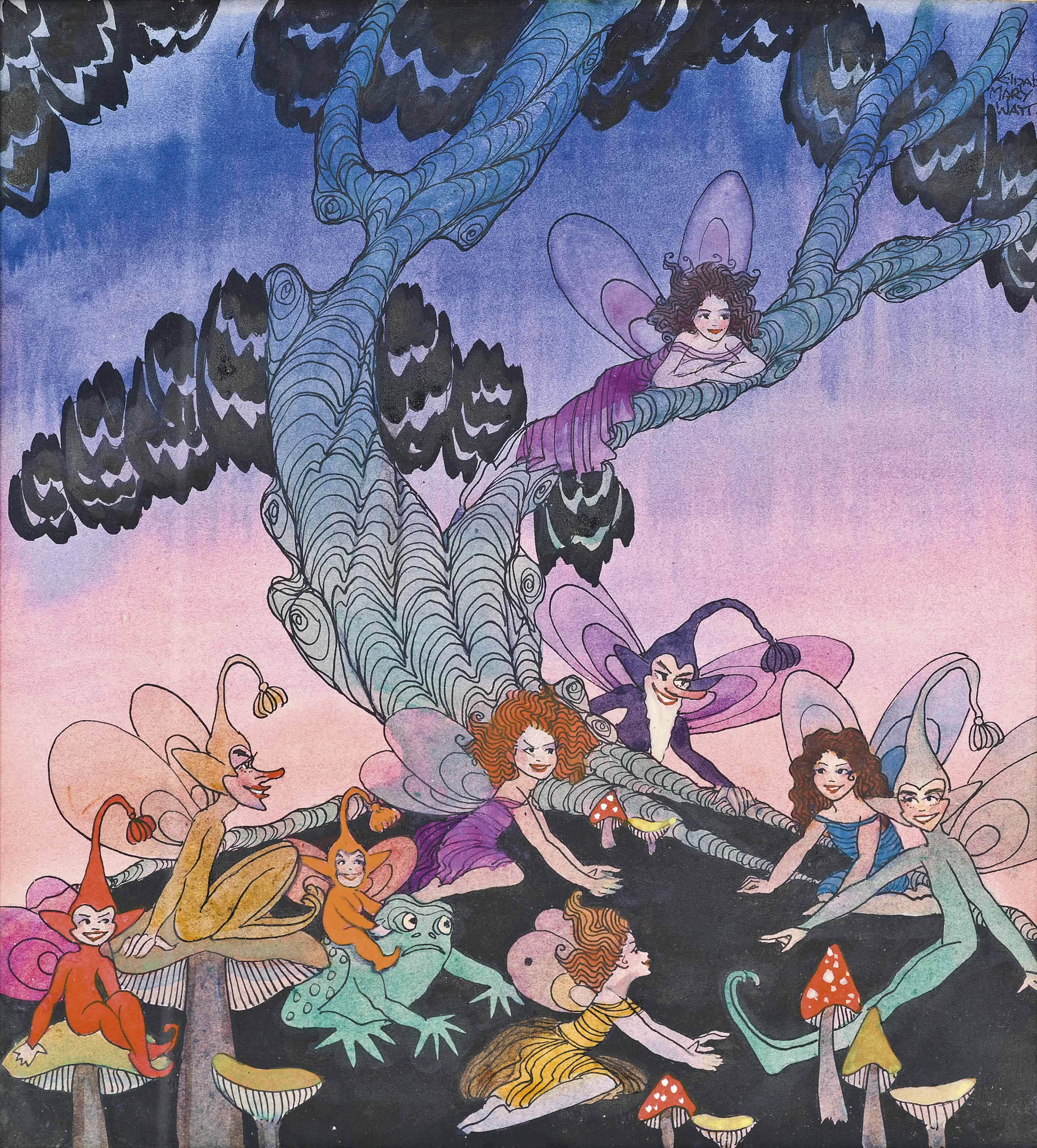 Elizabeth Mary Watt, G.S.W.A. - Fairies and sprites at dusk