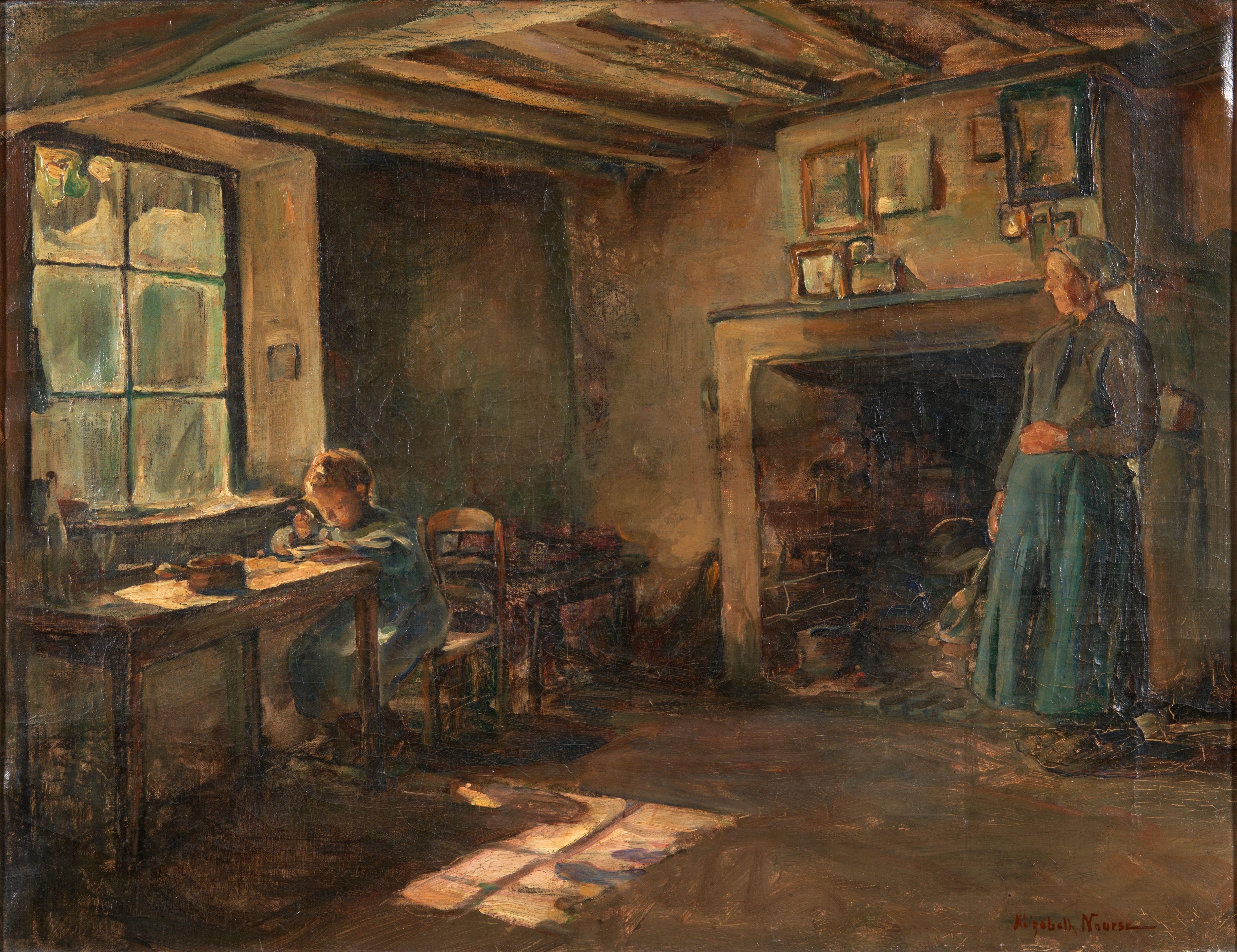 Elizabeth Nourse - Interior with Mother and Child