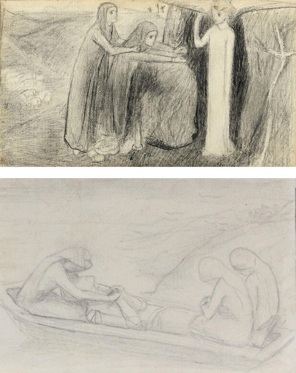 Elizabeth Siddal - The Maries at the Sepulchre; and The Passing of Arthur