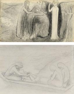 Elizabeth Siddal - The Maries at the Sepulchre; and The Passing of Arthur