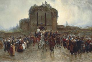 Elizabeth Southerden Thompson, Lady Butler - To The Front: French Cavalry Leaving A Breton City On The Declaration Of War