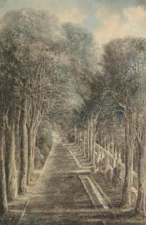 Elizabeth Sutherland Leveson-Gower, Duchess of Sutherland - A tree-lined alley, Dunrobin and a view of castle gates by another hand (2)