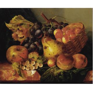Ellen Ladell - Still Life With Apples, Cherries, Pear And Black Grapes On A Marble Ledge