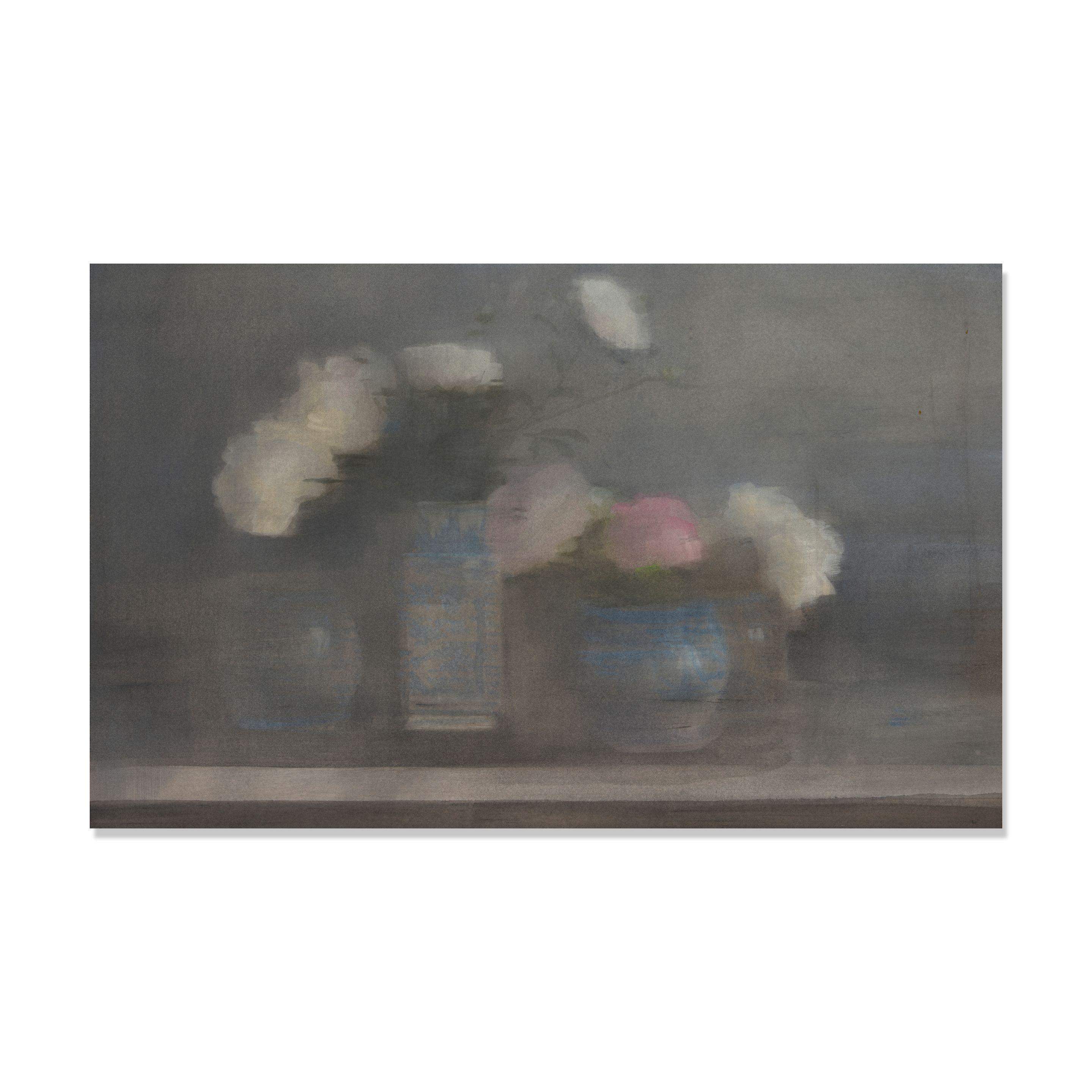 Ellen Phelan - Red and White Peonies in Four Chinese Vases