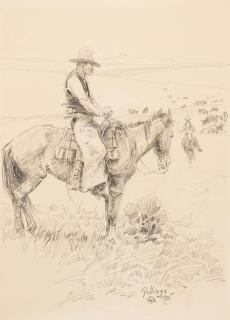 Elling William Gollings - Ranching Cowboy on Horseback