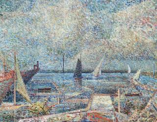 Elliott Seabrooke - Harbour scene (recto); Landscape (verso)