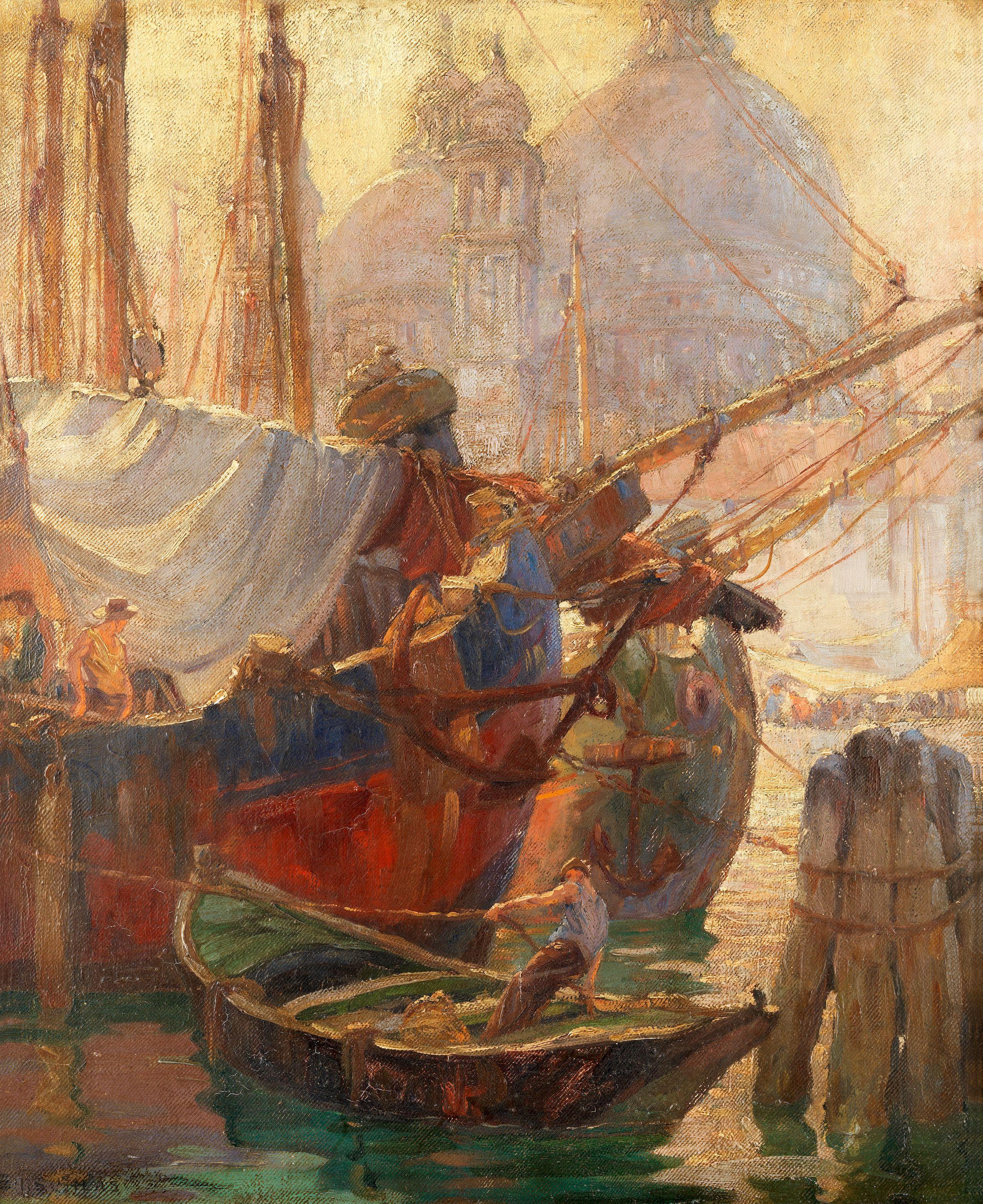 Ellis Silas - Docked boats, Venice