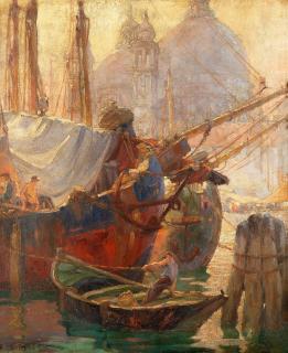 Ellis Silas - Docked boats, Venice