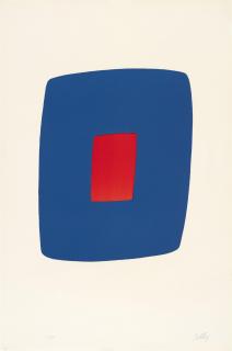 Ellsworth Kelly - Dark Blue with Red