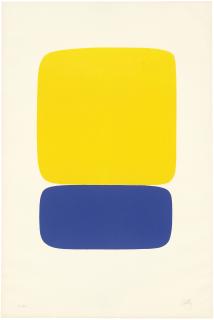 Ellsworth Kelly - Yellow over Dark Blue, Plate 19, from: Série IX
