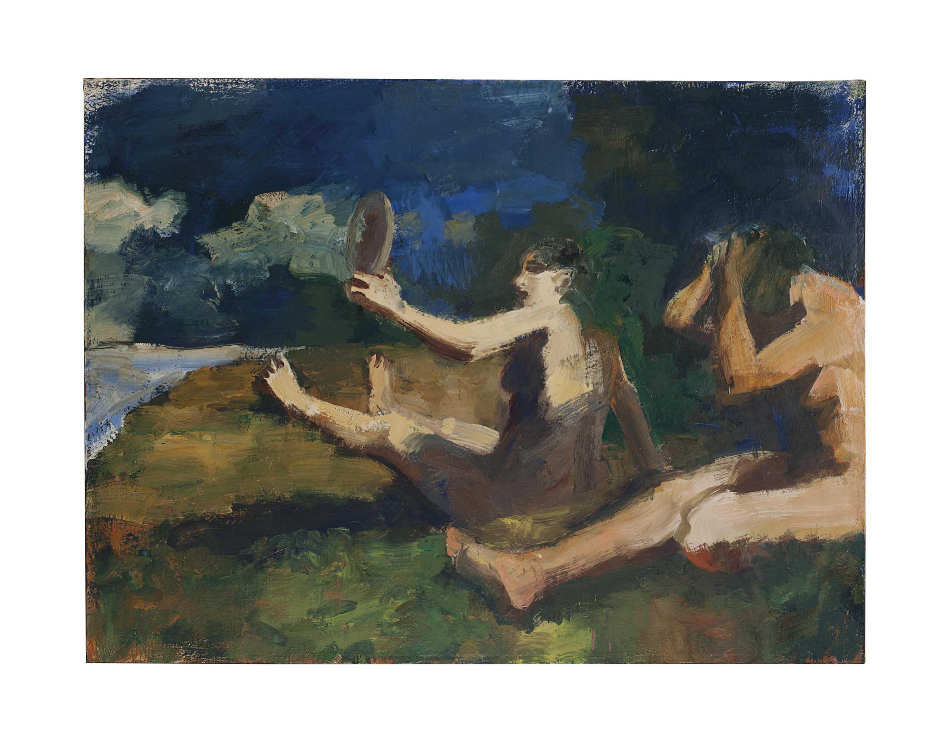 Elmer Nelson Bischoff - Girls, Ocean, Mirror