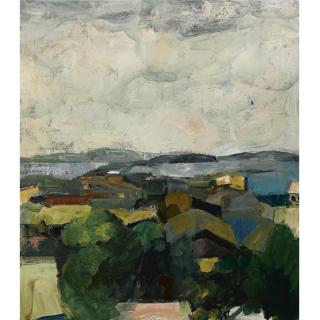 Elmer Nelson Bischoff - Rooftops And Bay