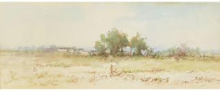 Elmer Wachtel - Sunny Slope Ranch (San Gabriel Valley) sight 5 1/4 x 12 in. framed 12 3/4 x 19 1/2 in.